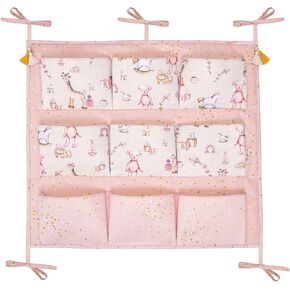 Baby Crib Side Organizer - Organizer Tote Bag - Nursery Storage Bin for Changing Table | Portable Car Travel Organizer (Pink)