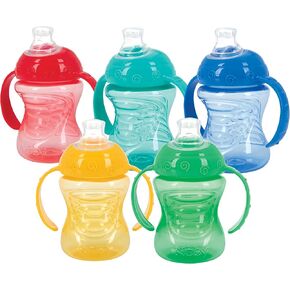 Nuby Two-Handle No-Spill Super Spout Grip N' Sip Cup, 8 Ounce, Single pack of 1 Cup, Colors May Vary (Pack of 24)
