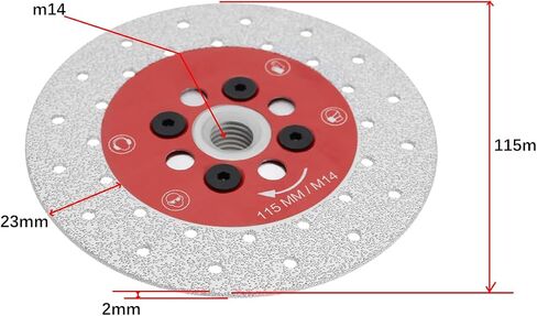 1x Diamond Cutting Disc 125mm x M14 Double Sided Vacuum Brazed Diamond Blade Blade Width 23mm Diamond Grain 45/50 for Angle Grinder for Marble Granite Concrete Porcelain Tiles in Saudi Arabia