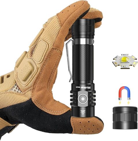 مصباح يدوي Wurkkos WK03 LED، مصباح يدوي صغير قابل لإعادة الشحن، مصباح جيب بمغناطيس، مصباح يدوي صغير مع 6 أوضاع، IP68 مقاوم للماء، LED عالي CRI 519A، مصابيح فلاش EDC للطوارئ والتخييم in Kuwait