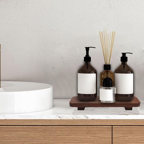 Wood Risers for Decor Display, Bathroom Counter Sink Decor, Dish Soap Tray Wood Tray for Kitchen Counter, Small Wooden Soap Stand, Wood Soap Pedestal, Soap Dispenser Stand Modern Farmhouse (Retro Color) in Saudi Arabia
