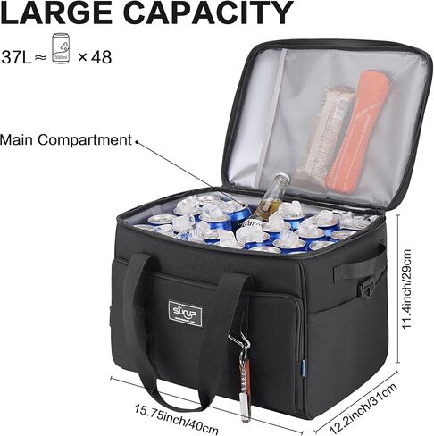 SUNUP 48 Cans Soft Sided Insulated Cooler Bag, Collapsible Large Ice Chest, Portable Leak-Proof Cooler for Travel, Camping, Beach, Grocery, Blue in Saudi Arabia