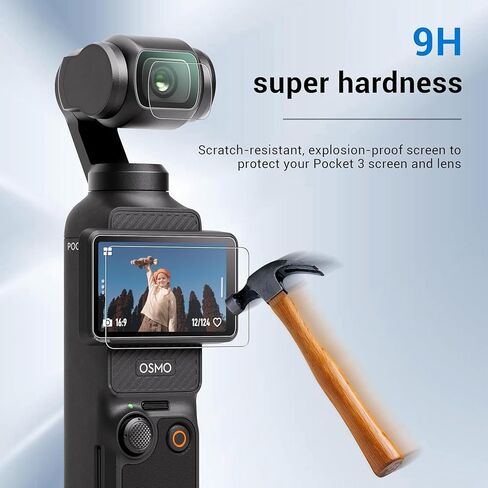 For DJI OSMO Pocket 3 Glass Screen Protector + Lens Protector Film for DJI OSMO Pocket 3 Camera 0.3mm Ultra-Thin Tempered Glass 9H Hardness Anti-Scrach Anti-Fingerprint Anti-Dust [2+2] Pack in Saudi Arabia