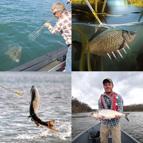 KOMCLUB Fishing Harpoon 5-Prong Stainless Steel Fishing Gaff Hook Fishing Tackle Gaffs Barbed Diving Spears for Fishing Pole Hook Prong Harpoon for Hunting Fish Frog in Pond River Lake Capable in Saudi Arabia