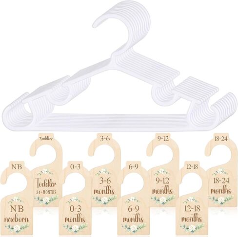 هافاويش 8 قطع فواصل خزانة أطفال و10 قطع شماعات أطفال لتنظيم الملابس، وفواصل مزدوجة الجوانب وشماعات بلاستيكية لملابس الأطفال in Kuwait