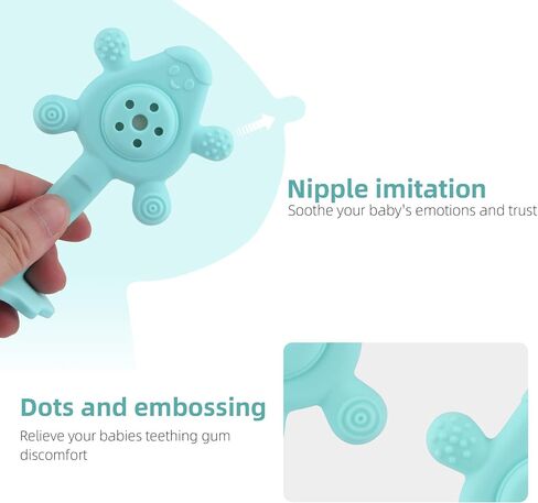 Chuya Baby Rattle Teether Blue,2 in 1 Infant Chew Teething Toys Rattles for Babies 0-24 Months in Saudi Arabia
