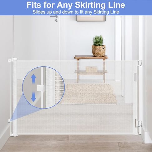 Anti-Chewing Retractable Baby Gates for Doorways 55" Wide Scratch-Resistant Retractable Dog Gates for The House Upgraded Textilene Mesh Baby Gate Retractable Pet Gate Indoor Safety Gates for Pets in Saudi Arabia