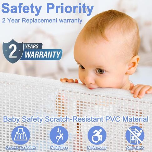 Anti-Chewing Retractable Baby Gates for Doorways 55" Wide Scratch-Resistant Retractable Dog Gates for The House Upgraded Textilene Mesh Baby Gate Retractable Pet Gate Indoor Safety Gates for Pets in Saudi Arabia