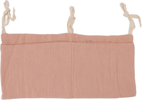 Generic Diaper Caddy, Pure Cotton Cloth Baby Bedside Hanging Storage Bag Diaper Stacker Crib Organizer Hanging For Crib 2 Pockets Adjustable Strap Organizer for Baby Cribs and Toys (Beige) in Saudi Arabia