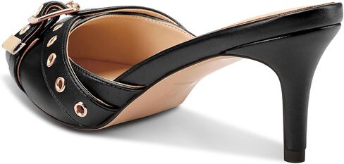 NobleOnly Kitten Heels for Women Close Pointed Toe Mule Heels Studded Heels Slip on Party Dress Pumps 2.6 Inches Heels in Saudi Arabia