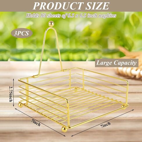 3PCS Napkin Holder for Table Modern Flat Napkin Holder Square Napkin Holders with Weighted Arm Paper Cocktail Napkin Holder for Kitchen Restaurant Farmhouse Dining Table Outdoor, Black in Saudi Arabia