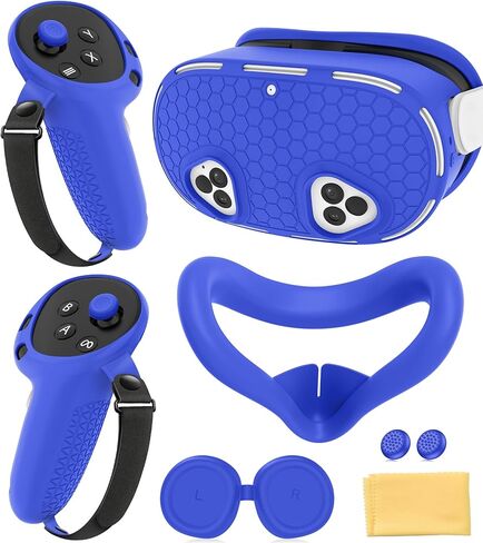 مجموعة غطاء سيليكون MS.Cleo متوافقة مع Meta/Oculus Quest 3S | مجموعة ملحقات الواقع الافتراضي، وسادة الوجه وغطاء الغلاف، مقابض وحدة التحكم، حماية العدسة، فتحات دقيقة، غير قابلة للانزلاق، غير مناسبة Quest 3 in Kuwait