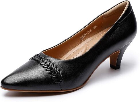 حذاء نسائي من الجلد من Mona Flying بكعب متوسط ​​وكعب مدبب ومقدمة مدببة للسيدات in Kuwait