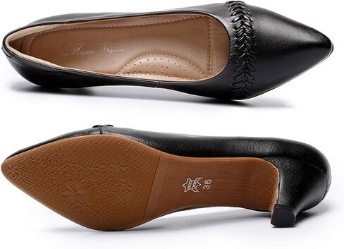 حذاء نسائي من الجلد من Mona Flying بكعب متوسط ​​وكعب مدبب ومقدمة مدببة للسيدات in Kuwait