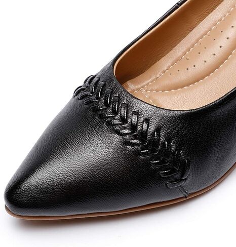 حذاء نسائي من الجلد من Mona Flying بكعب متوسط ​​وكعب مدبب ومقدمة مدببة للسيدات in Kuwait