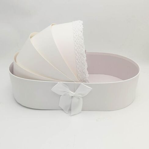Baby Gift Basket, Empty Cardboard, Baby Shower Gender Reveal, Flower Dipped Berry Arrangement Keepsake Box, 14.3x8.5x3.2 inches (white) in Kuwait