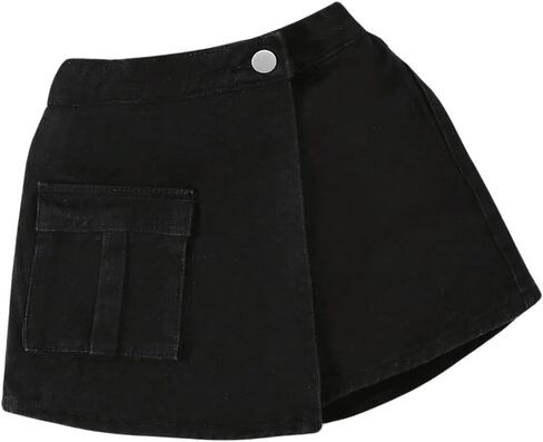 Floerns Toddler Girl's Flap Pocket Denim Skorts Asymmetrical Hem Jean Skirt Shorts in Saudi Arabia