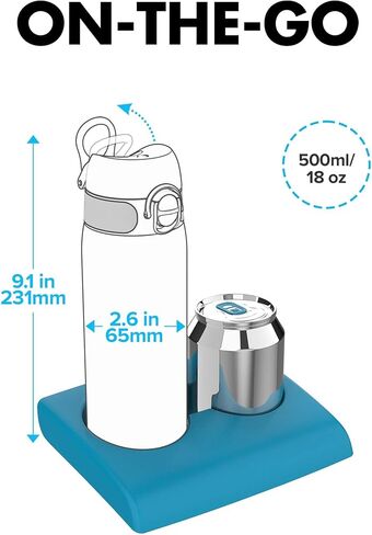 Ion8 Water Bottle, 500 ml/18 oz, Leak Proof, Easy to Open, Secure Lock, Dishwasher Safe, BPA Free, Hygienic Flip Cover, Carry Handle, Fits Cup Holders, Easy Clean, Odor Free, Carbon Neutral in Kuwait