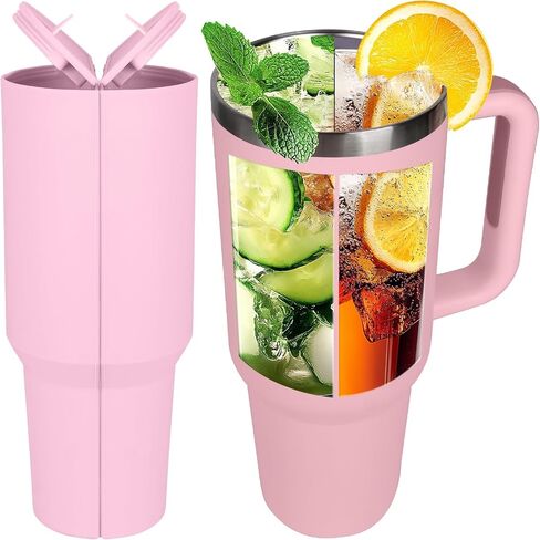 Inner Divider Tray for Stanley Cup 2-in-1 Beverage Seperator with Lid and Straw Hole Silicone Liner Inner Cup Section Tray for Stanley Cup 40 oz Dual Side Cup Sleeve for Juice Coffee Cola and More in Saudi Arabia
