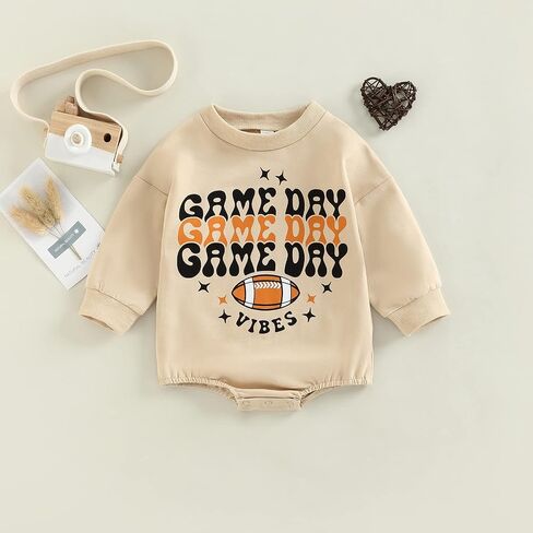 Baby Football Outfit Newborn Boy Girl Long Sleeve Oversized Bubble Romper Infant Fall Winter Clothes in Saudi Arabia