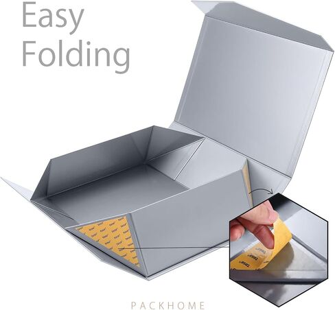 PACKHOME Gift Box 13.5x9x4.1 Inches, Large Gift Box with Lid, Bridesmaid Proposal Box, Sturdy Collapsible Gift Box with Magnetic Closure (White) in Saudi Arabia