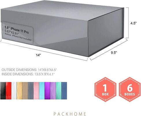 PACKHOME Gift Box 13.5x9x4.1 Inches, Large Gift Box with Lid, Bridesmaid Proposal Box, Sturdy Collapsible Gift Box with Magnetic Closure (White) in Saudi Arabia