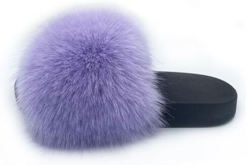 Women's Faux Fur Slides Slippers Fluffy Fuzzy Sandals Open Toe Furry Slide Flip Flop Indoor Outdoor in Saudi Arabia