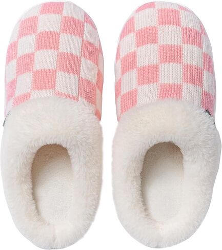 UBFEN Mens Womens Slippers Classic Plaid Winter Warm with Memory Foam Fluffy House Shoes Platform Indoor Bedroom in Saudi Arabia