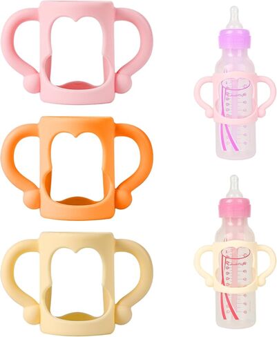 Bottle Handles for Dr. Brown's Narrow Baby, Wide-Neck, Removable Easy-Grip Transitional Sippy Cup Handles, 100% Silicone-BPA-Free Material, 4m+ (White, Green, Blue) in Saudi Arabia