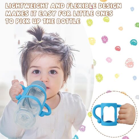 Bottle Handles for Dr. Brown's Narrow Baby, Wide-Neck, Removable Easy-Grip Transitional Sippy Cup Handles, 100% Silicone-BPA-Free Material, 4m+ (White, Green, Blue) in Saudi Arabia