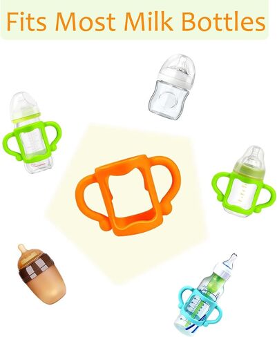 Bottle Handles for Dr. Brown's Narrow Baby, Wide-Neck, Removable Easy-Grip Transitional Sippy Cup Handles, 100% Silicone-BPA-Free Material, 4m+ (White, Green, Blue) in Saudi Arabia