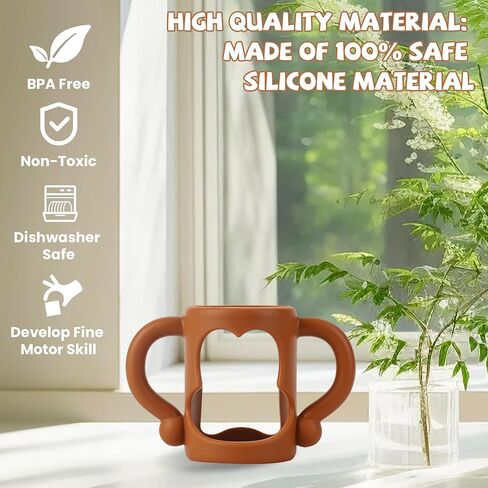 Bottle Handles for Dr. Brown's Narrow Baby, Wide-Neck, Removable Easy-Grip Transitional Sippy Cup Handles, 100% Silicone-BPA-Free Material, 4m+ (White, Green, Blue) in Saudi Arabia