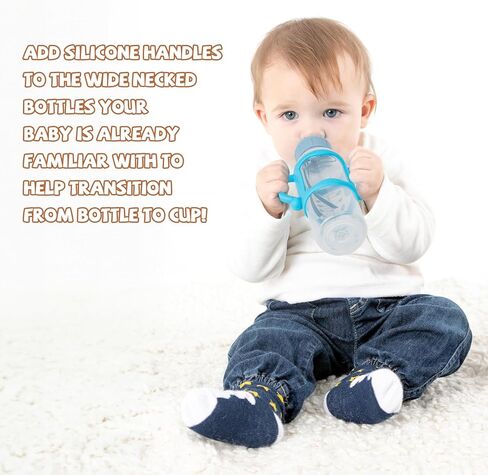 Bottle Handles for Dr. Brown's Narrow Baby, Wide-Neck, Removable Easy-Grip Transitional Sippy Cup Handles, 100% Silicone-BPA-Free Material, 4m+ (White, Green, Blue) in Saudi Arabia