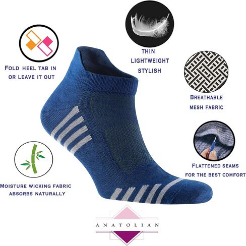 Bamboo Ankle Socks with back Heel Tab for Men Low Cut Cool Comfort Fit Athletic Performance 6 pair pack in Saudi Arabia