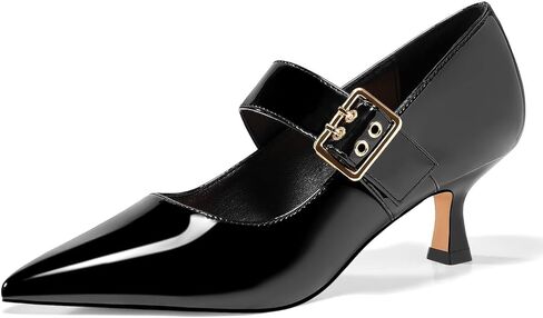 Coutgo Womens Kitten Heels Mary Jane Shoes Closed Pointed Toe Dress Shoes Buckle Work Office Pump Shoes in Saudi Arabia