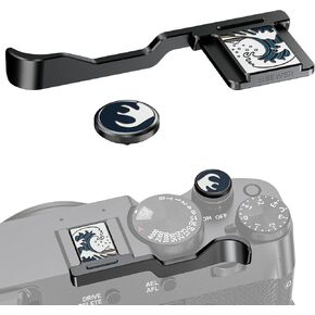 NEEWER X100V X100VI Thumb Grip & Shutter Button Cap Set, Ergonomic Thumb Holder with Shutter Release Button, Photography Accessories Compatible with Fujifilm X100V X100VI, Silver, CA114