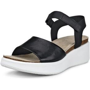 ECCO Women's Flowt Wedge Cork Sandal, Black/Black, 5-5.5