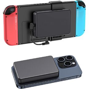 حزمة بطارية مغناطيسية SiWiQU متوافقة مع Nintendo Switch/Switch OLED، شاحن بطارية خارجي محمول قابل للفصل بقدرة 10000 مللي أمبير في الساعة لجهاز Nintendo Switch/iPhone