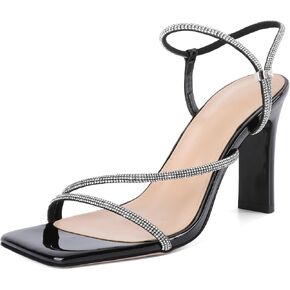 Joseywade Chunky Heels For Women Strappy High Heels 3.5" Sandals Adjustable Ankle Strap Open Toe Shoes