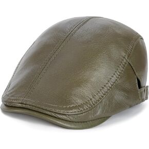 VOBOOM Men Women Adjustable Genuine Leather Ivy Cap Newsboy Hat