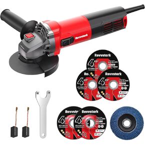 Angle Grinder, 7.5-Amp 4-1/2 inch Electric Grinder Power Tools 12000 RPM with Cutting and Grinding Wheels, Flap Disc and Auxiliary Handle for Cutting, Grinding, Polishing