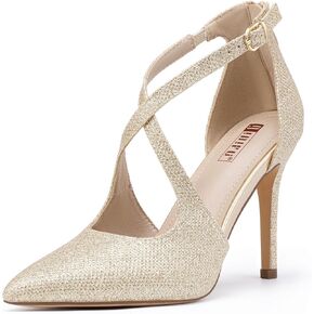 IDIFU IN4 Women's Pumps Closed Toe Heels Stiletto High Heels Strappy Heels Wedding Bridal Office Homecoming Work Prom Dress Shoes for Women Bride Comfortable Dressy Formal Pointed Toe Zip Pumps Heels