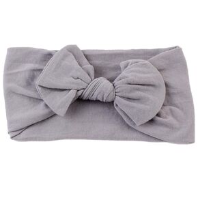 AKOAK 1 Pack Solid Color Skin-friendly Baby Headband Elastic Soft Nylon Headband Cute Baby Bow Headband (Gray)