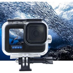 حافظة PCTC مقاومة للماء لـ Go Pro Hero 13 باللون الأسود، ملحقات لـ Hero13/12/11/10/9 حافظة سوداء مقاومة للماء، تدعم الغوص تحت الماء حتى عمق 60 مترًا/196 قدمًا، ملحقات الغوص الاحترافية لكاميرا الحركة