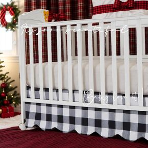 Brandream Scallop Edge Cotton Crib Skirt Toddler Bedskirt Baby Nursery Crib Bed Skirt Boho BohemianNeutral Solid Color Cream Off White Farmhouse Chic Boho Bohemian Skirt
