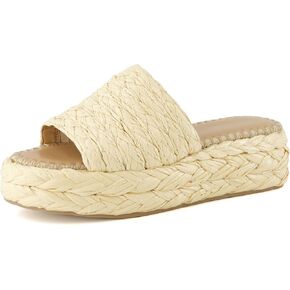 CUSHIONAIRE Women's Core Raffia Platform Sandal +Memory Foam and Wide Widths Available