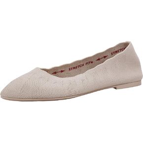 Skechers Women's Clawsome-Bewitch Ballet Flat, Natural, 7.5 M US
