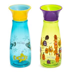 Wow Cup Mini 360 Sippy Cup, 12 oz, 2 Pack (Aruba Blue/Keylime Green)