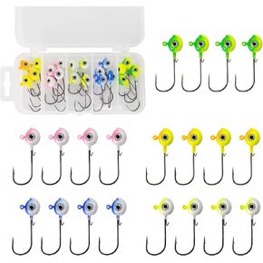 ZINC-TECH Crappie Jigs, Glow in Dark 3D Big Eyes Fishing Jig Head 1/8oz 1/16oz 1/32oz for Crappie Panfish Trout Perch Walleye