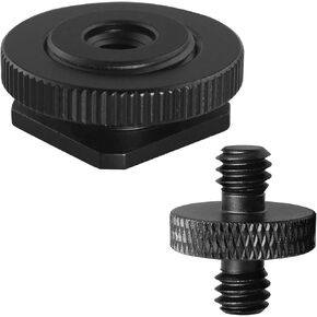 2PCS Hot Cold Shoe Bracket Holder Extension Flash Head Phone Holder 5/8 Male to 1/4 Female Single Tier 1/4 Male Adapter Screw Aluminium Alloy SLR Camera Universal for Lights Travel Tripods